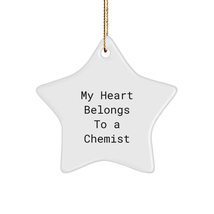 Funny Chemist Gifts, Star Ornament, 'My Heart Belongs To A Chemist', Christmas Unique Gifts Gifts from Friends, Family, Coworkers, Women, Men for Chemist - Image 1