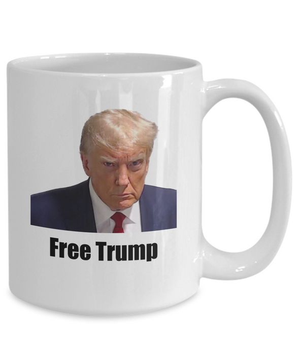 Trump Mug Shot, Mug Shot Coffee Mug, Funny Trump Gift, Trump 2024, Gift for Republican, Election Interference, Free Trump