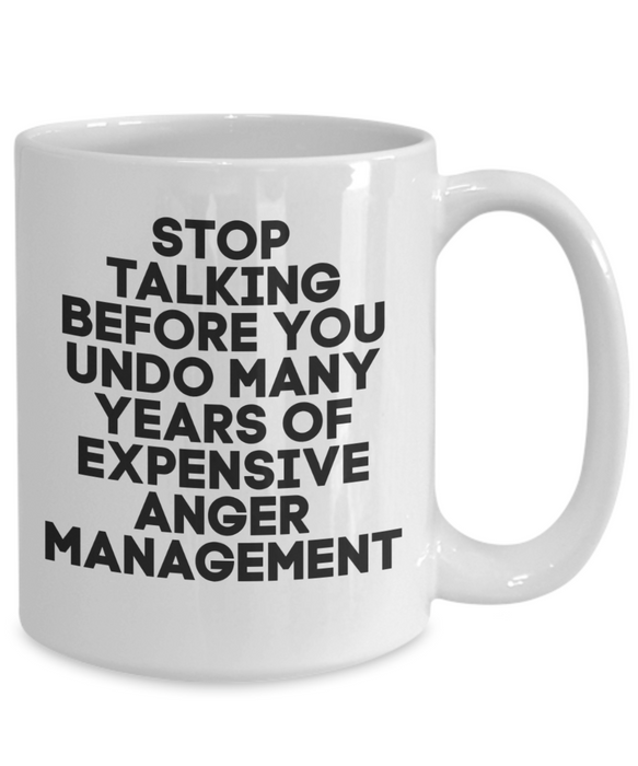 Anger Management Mug, Anger Management Coffee Mug, Stop Talking Years of Expensive, Funny Mug, Tea Cup