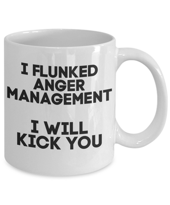 Anger Management Mug, Anger Management Coffee Mug, I Flunked Anger Management, Funny Mug, Tea Cup, White