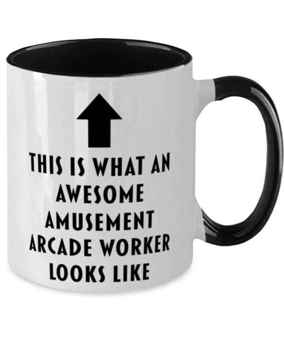 This is What an Awesome Amusement Arcade Worker, Funny, Cheap, Inappropriate, Gift for, Black Two-Tone, Amusement Arcade Worker Coffee Mug