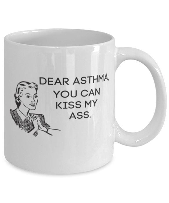 Asthma Kiss My Ass Coffe Mug, Funny, Cheap, Inappropriate, Gift for, White, Asthma Coffee Mug