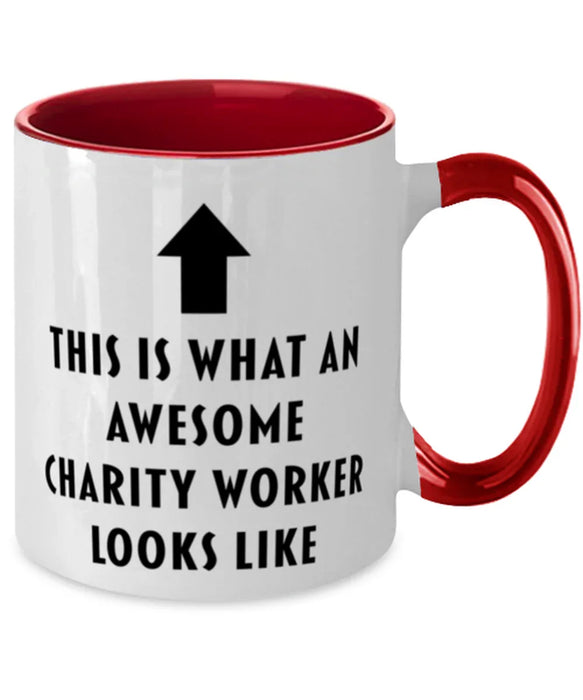 This is What an Awesome Charity Worker, Funny, Cheap, Inappropriate, Gift for, Red Two-Tone, Charity Worker Coffee Mug