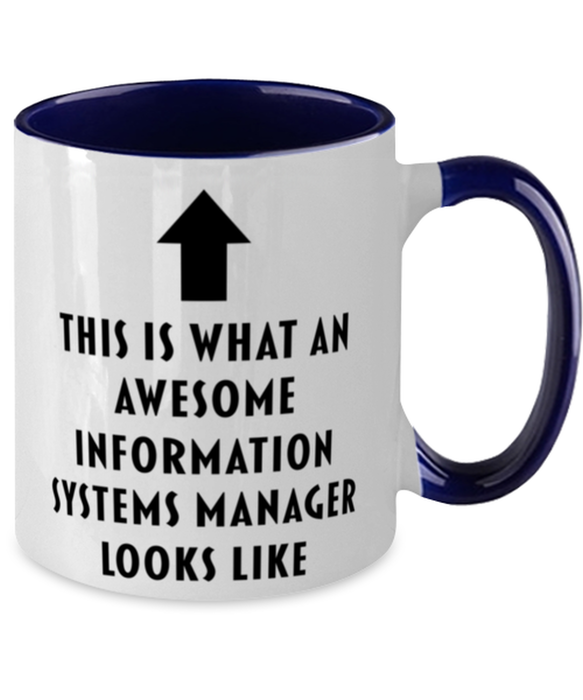 This is what an Awesome Information Systems Manager, Funny, Cheap, Inappropriate, Gift for, navy Two-Tone, Information Systems Manager Coffee Mug