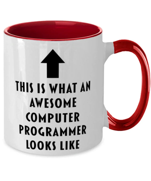 This is What an Awesome Computer Programmer, Funny, Cheap, Inappropriate, Gift for, Red Two-Tone, Computer Programmer Coffee Mug