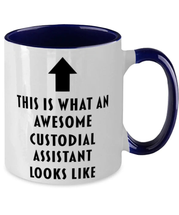 This is what an Awesome Custodial Assistant, Funny, Cheap, Inappropriate, Gift for, navy Two-Tone, Custodial Assistant Coffee Mug