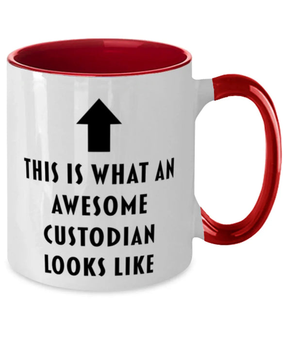 This is What an Awesome Custodian, Funny, Cheap, Inappropriate, Gift for, Red Two-Tone, Custodian Coffee Mug