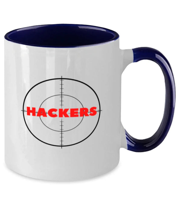 Cyber Security Analyst, Technician, CISO Coffee Mug, Hunt Hackers, Chief Information Security Officer, Cyber Security Analyst, Technician, CISO Funny, Inappropriate, Gag, Coffee Mug Navy Two Tone, Gift for Cyber Security Analyst, Technician, CISO