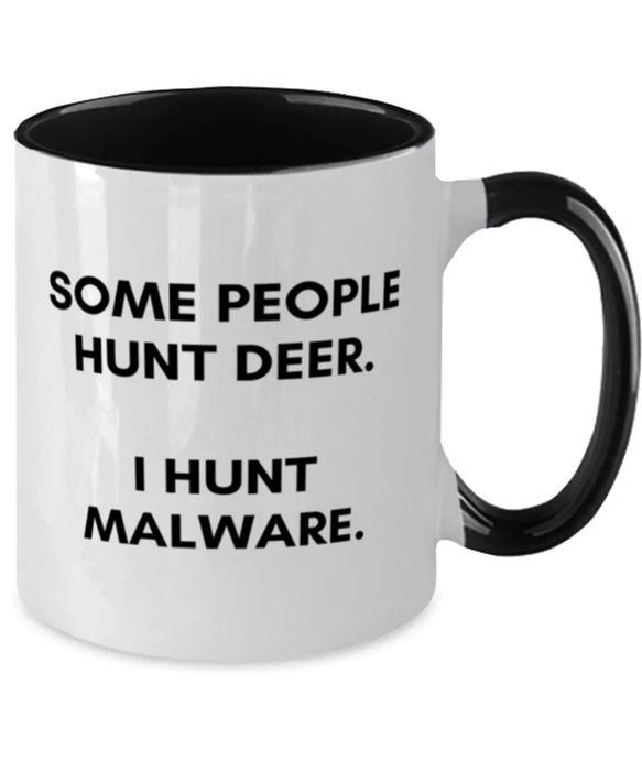 Cyber Security Analyst, Technician, CISO Coffee Mug, I Hunt Malware, Chief Information Security Officer, Cyber Security Analyst, Technician, CISO Funny, Inappropriate, Gag, Coffee Mug Black Two Tone, Gift for Cyber Security Analyst, Technician, CISO
