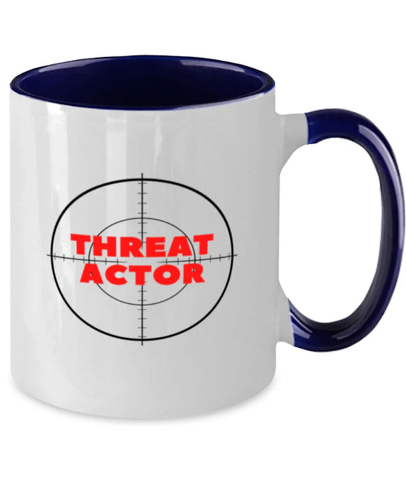 Cyber Security Analyst, Technician, CISO Coffee Mug, Hunt Threat Actors, Chief Information Security Officer, Cyber Security Analyst, Technician, CISO Funny, Inappropriate, Gag, Coffee Mug Navy Two Tone, Gift for Cyber Security Analyst, Technician, CISO