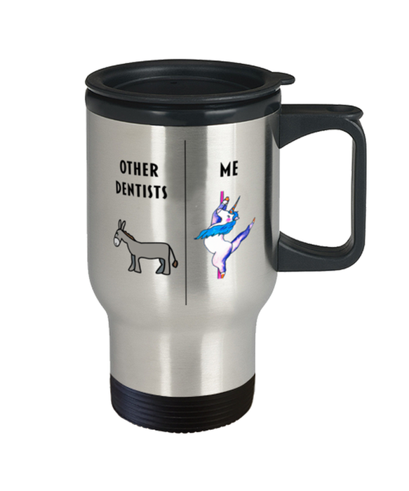 Funny Dentist Travel Coffee Mug, Gift for Dentist, Gag Gift for Dentist, Unique Gift for Dentist, Cheap Dentist Gift, Unicorn Donkey