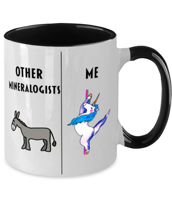 Funny Mineralogist Coffee Mug, Gift for Mineralogist, Gag Gift for Mineralogist, Unique Gift for Mineralogist, Cheap Mineralogist Gift, Donkey Unicorn Two Tone Black Mug