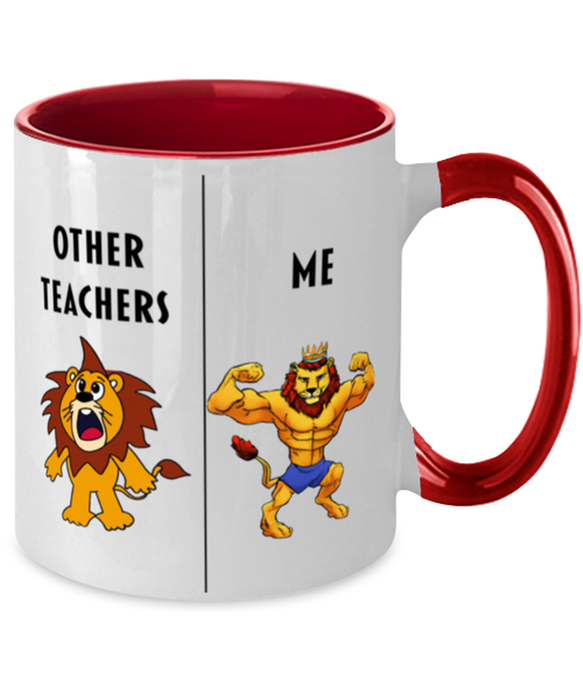 Gift for Teacher,Funny Teacher Coffee Mug, Gag Gift for Teacher, Unique Gift for Teacher, Cheap, Perfect, Amazing, Awesome Lion red Two Tone