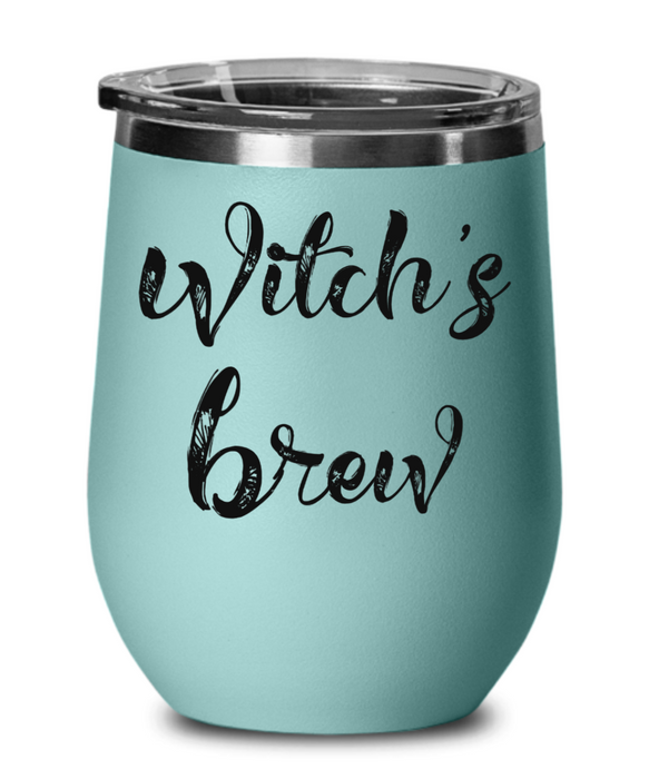 Halloween Wine Glass, Halloween Wine Tumbler, Witch’s Brew, Halloween Water Bottle, For Her Stemless