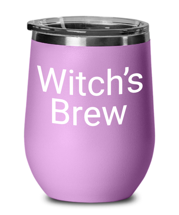 Halloween Wine Glass, Halloween Wine Tumbler, Halloween Water Bottle, Witch’s Brew, For Her Stemless, White