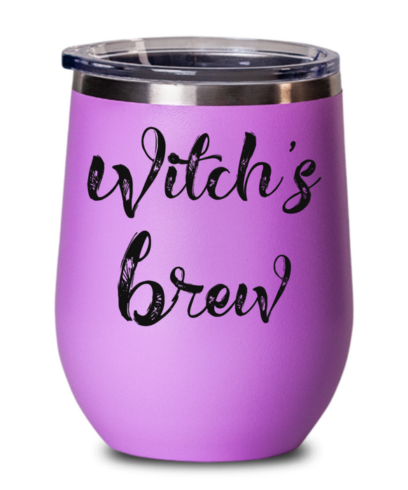 Halloween Wine Glass, Halloween Wine Tumbler, Witch’s Brew, Halloween Water Bottle, For Her Stemless