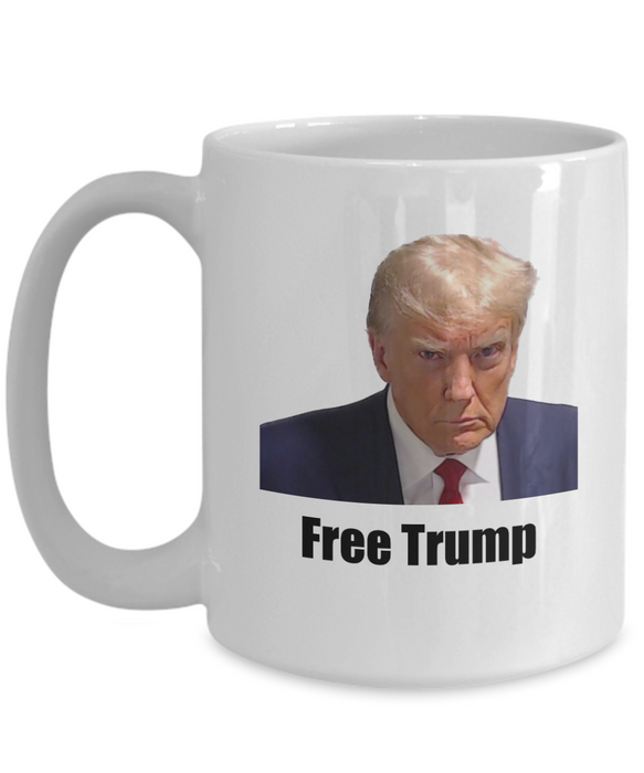 Trump Mug Shot, Mug Shot Coffee Mug, Funny Trump Gift, Trump 2024, Gift for Republican, Election Interference, Free Trump