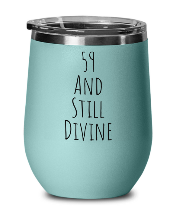 59th birthday wine glass happy, 59th birthday tumbler, 59th birthday wine tumbler, 59th Birthday Cup, Divine