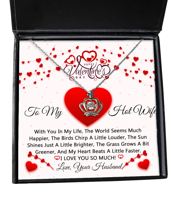 To My Hot Wife, Valentines Jewelry, Gift for Hot Wife, Crown Necklace, Funny, Unique, Thoughtful