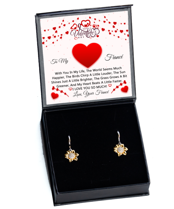 To My Fiance, Valentines Jewelry, Gift for Fiance, Sunflower Earrings, Funny, Unique, Thoughtful