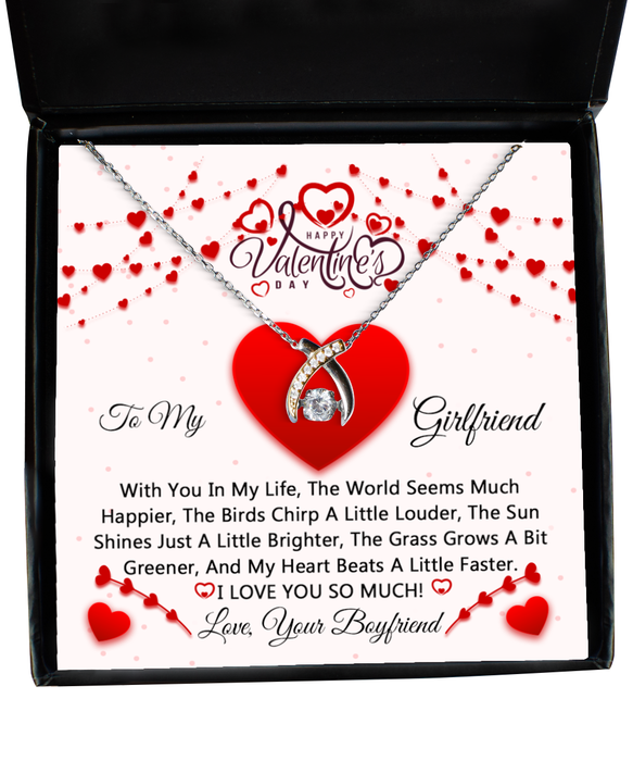 To My Girlfriend, Valentines Jewelry, Gift for Girlfriend, Wishbone Necklace Dancing, Funny, Unique, Thoughtful