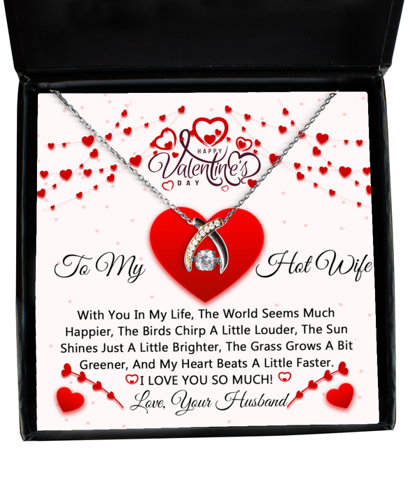 To My Hot Wife, Valentines Jewelry, Gift for Hot Wife, Wishbone Necklace Dancing, Funny, Unique, Thoughtful