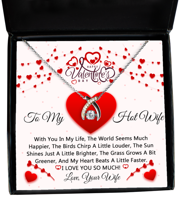 To My Hot Wife, Valentines Jewelry, Gift for Hot Wife, Wishbone Necklace Dancing, To Wife from Wife, Funny, Unique, Thoughtful