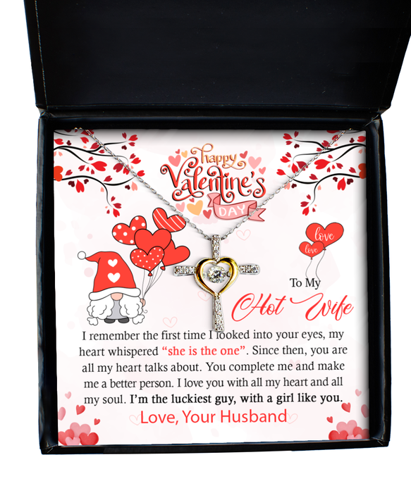 Unique Hot Wife  Valentines Jewelry, Gift for Hot Wife, Cross Necklace, Funny, Unique, Thoughtful