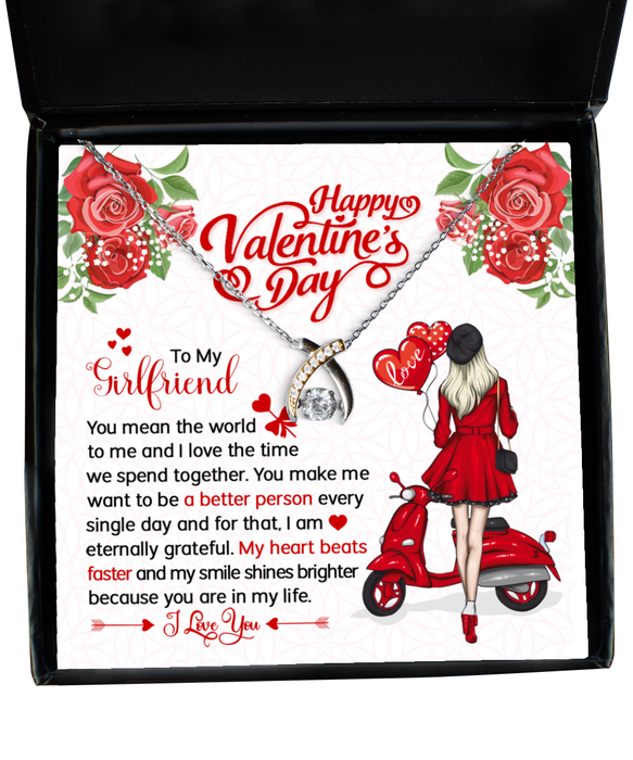 To My Girlfriend  Valentines Jewelry, Gift for Girlfriend, Wishbone Necklace Dancing, Funny, Unique, Thoughtful