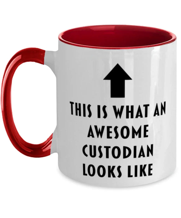 This is What an Awesome Custodian, Funny, Cheap, Inappropriate, Gift for, Red Two-Tone, Custodian Coffee Mug