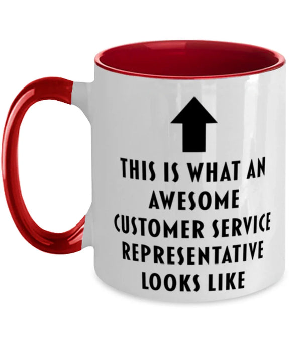 This is What an Awesome Customer Service Representative, Funny, Cheap, Inappropriate, Gift for, Red Two-Tone, Customer Service Representative Coffee Mug