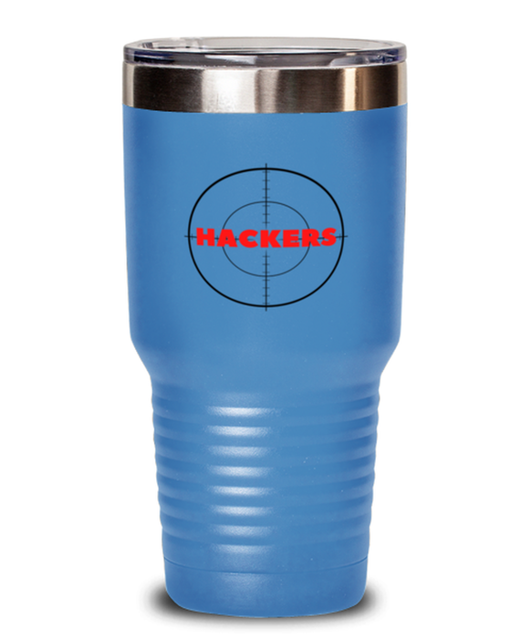 Cyber Security Analyst, Technician, CISO Tumbler, Hunt Hackers, Chief Information Security Officer, Cyber Security Analyst, Technician, CISO Funny, Inappropriate, Gag, Tumbler Light Blue, Gift for Cyber Security Analyst, Technician, CISO