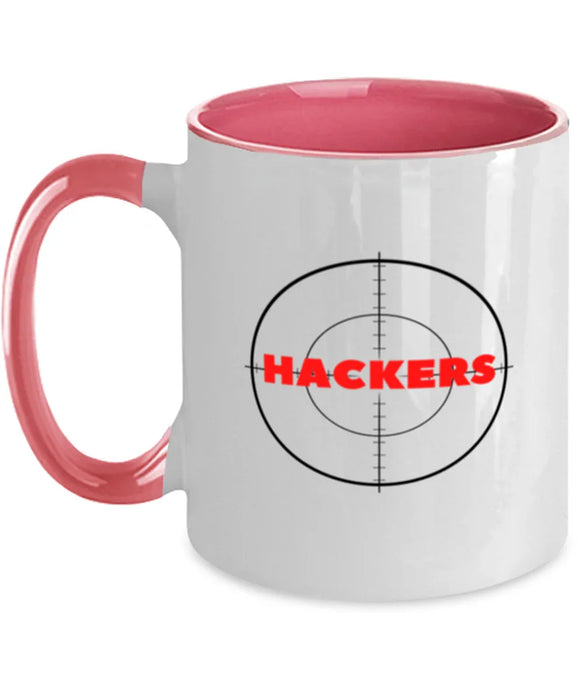 Cyber Security Analyst, Technician, CISO Coffee Mug, Hunt Hackers, Chief Information Security Officer, Cyber Security Analyst, Technician, CISO Funny, Inappropriate, Gag, Coffee Mug Pink Two Tone, Gift for Cyber Security Analyst, Technician, CISO