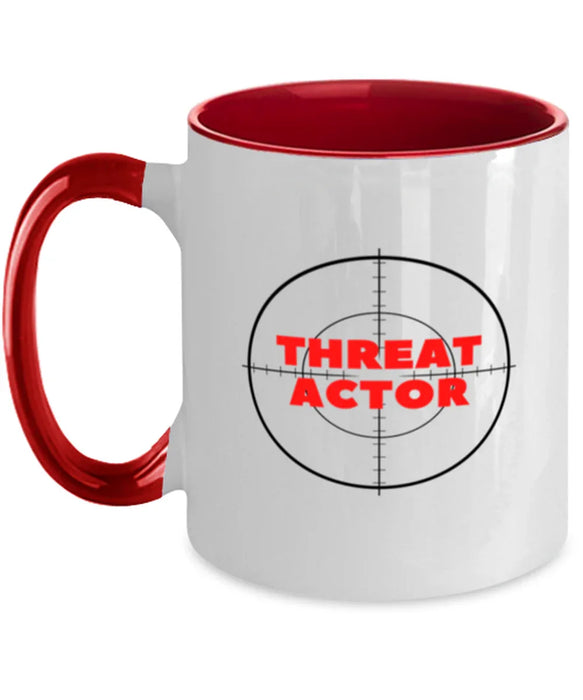 Cyber Security Analyst, Technician, CISO Coffee Mug, Hunt Threat Actors, Chief Information Security Officer, Cyber Security Analyst, Technician, CISO Funny, Inappropriate, Gag, Coffee Mug Red Two Tone, Gift for Cyber Security Analyst, Technician, CISO