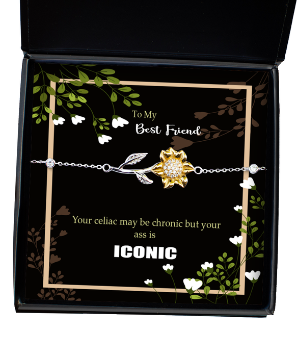 To My Best Friend, Celiac Awareness, Best Friend, Celiac Awareness Jewelry, Celiac is Chronic but Your Ass is Iconic, Sunflower Bracelet