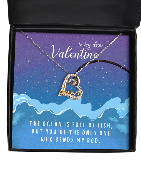 To My Girlfriend, Wife, Fiance, Valentine, Girlfriend, Wife, Fiance, Valentine Jewelry, All the Fish in the Sea Only One Who Bends My Rod, Love Dancing Necklace