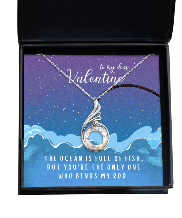 To My Girlfriend, Wife, Fiance, Valentine, Girlfriend, Wife, Fiance, Valentine Jewelry, All the Fish in the Sea Only One Who Bends My Rod, Phoenix Necklace