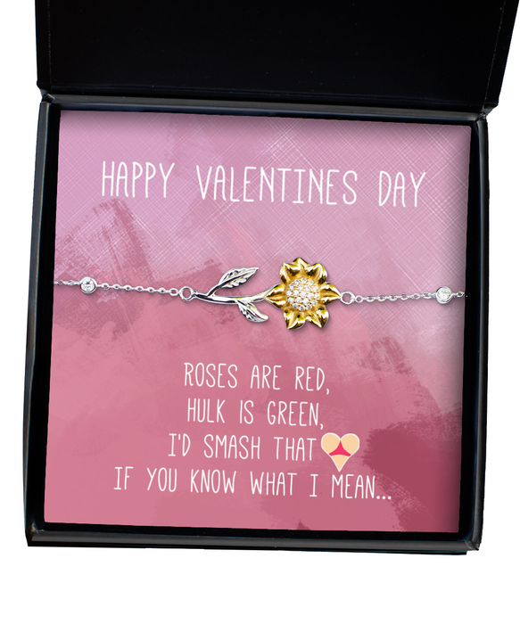 To My Girlfriend, Wife, Fiance, Valentine, Girlfriend, Wife, Fiance, Valentine Jewelry, Inappropriate, I'd Smash That Ass, Sunflower Bracelet