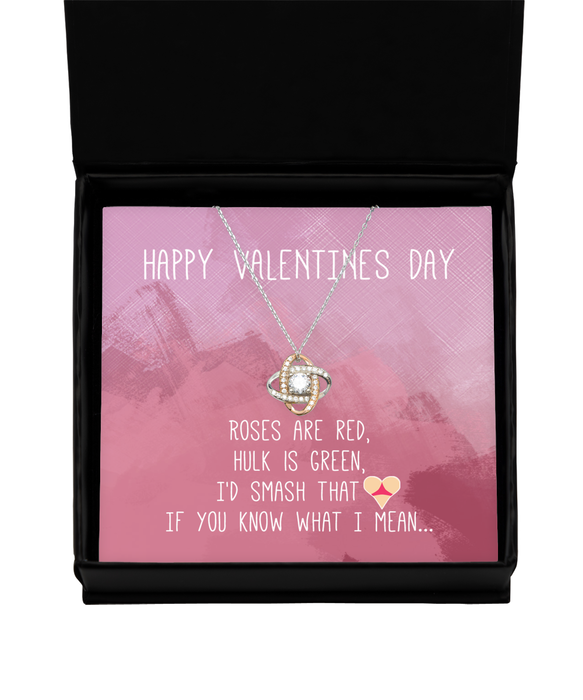 To My Girlfriend, Wife, Fiance, Valentine, Girlfriend, Wife, Fiance, Valentine Jewelry, Inappropriate, I'd Smash That Ass, Love Knot Rose Gold Necklace