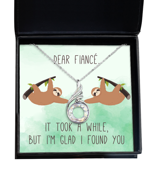 To My Fiance, Valentine, Fiance, Valentine Jewelry, Took a While Glad I found You Sloth, Phoenix Necklace