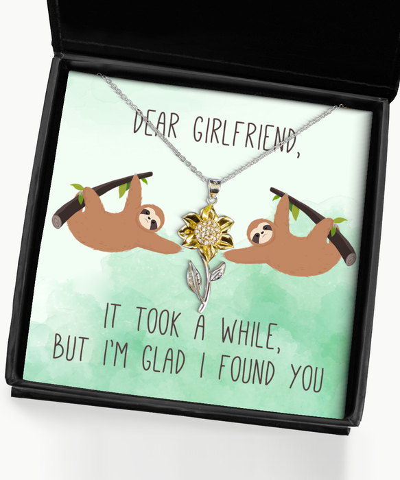 To My Girlfriend, Valentines, Girlfriend, Valentines Jewelry, Took a While Glad I found You Sloth, Sunflower Pendant