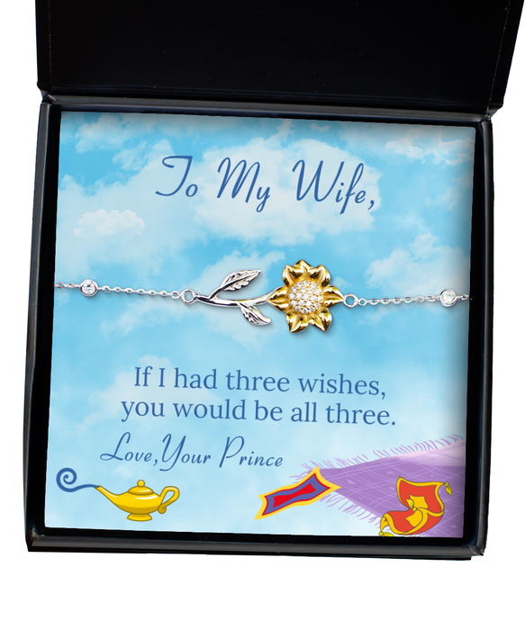 To My Wife, Wife Jewelry, You Wow My Heart, Sunflower Bracelet