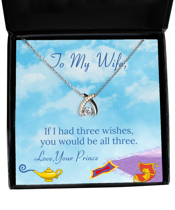 To My Wife, Wife Jewelry, You Wow My Heart, Wishbone Dancing Necklace