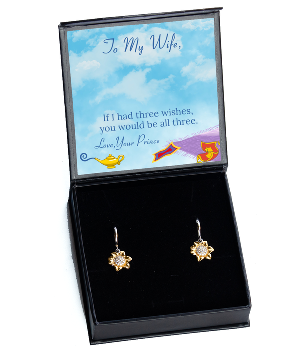 To My Wife, Wife Jewelry, You Wow My Heart, Sunflower Earrings