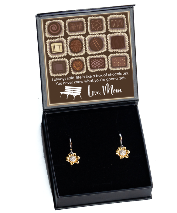 To My Daughter, Daughter Jewelry, Life is Like a Box of Chocolates, Sunflower Earrings