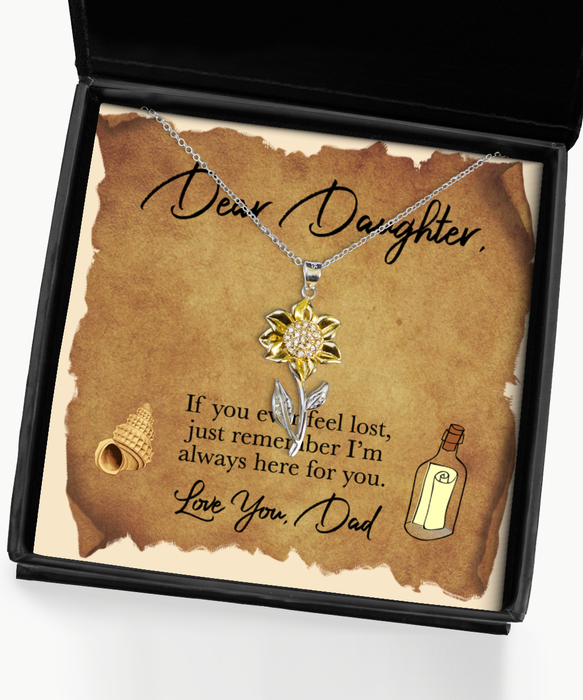 To My Daughter, Daughter Jewelry, If you were lost I would find you, Sunflower Pendant