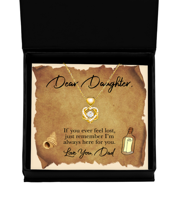 To My Daughter, Daughter Jewelry, If you were lost I would find you, Heart Knot Gold Necklace