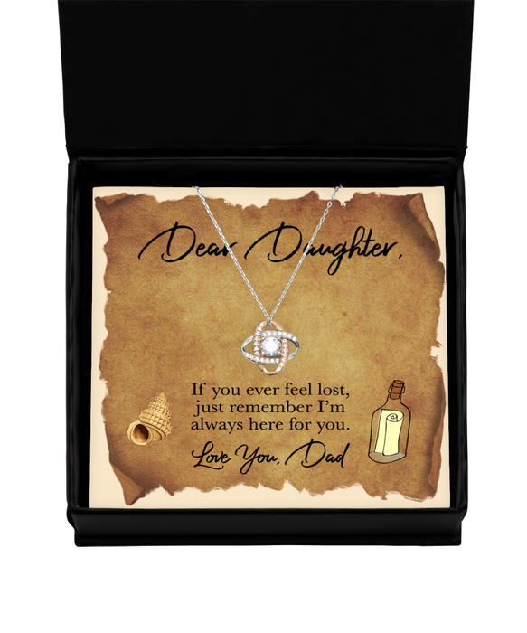 To My Daughter, Daughter Jewelry, If you were lost I would find you, Love Knot Rose Gold Necklace