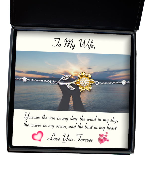 To My Wife, Wife Jewelry, You are the sun in my day, Sunflower Bracelet