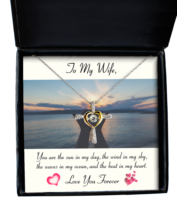 To My Wife, Wife Jewelry, You are the sun in my day, Cross Dancing Necklace